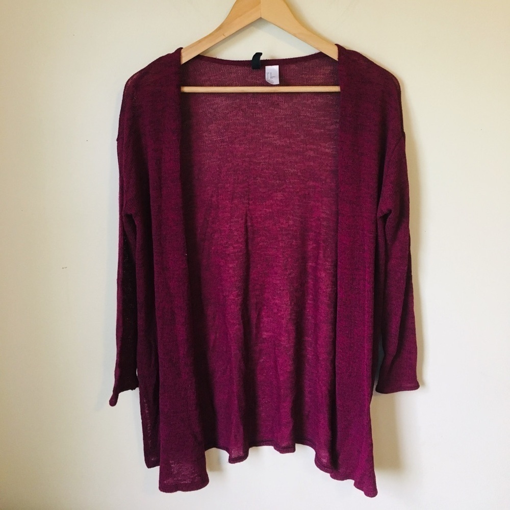 H & M Divided Cardigan Maroon Lightweight